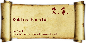 Kubina Harald névjegykártya